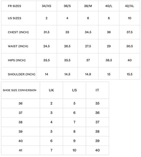 vanessa bruno size chart.